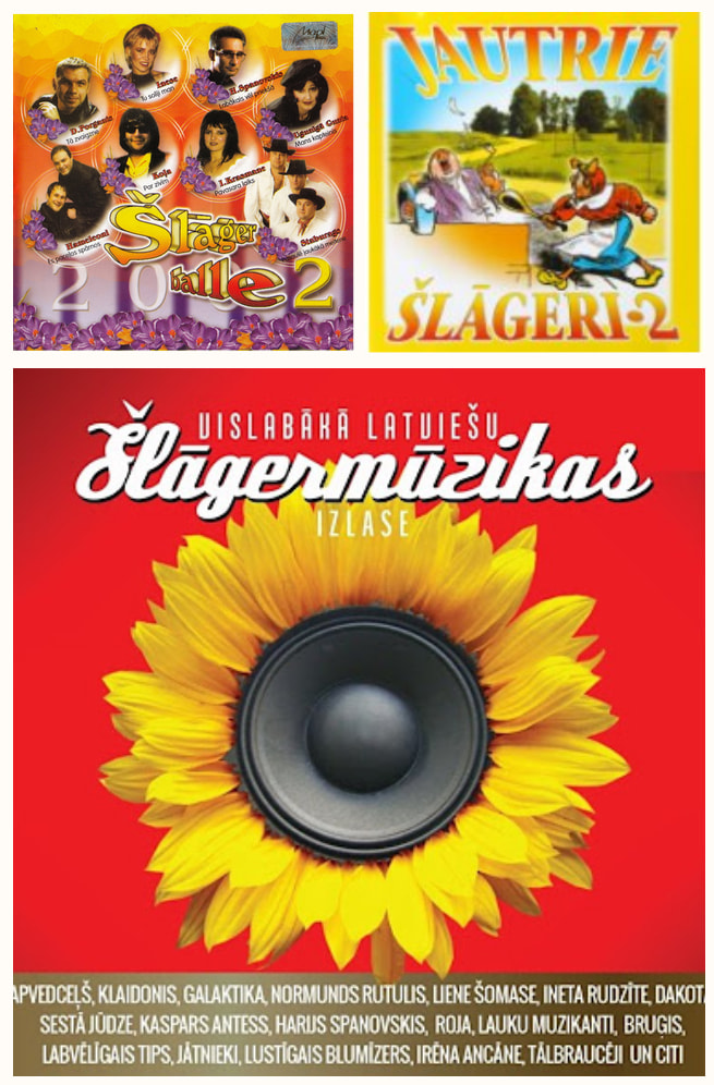 Moodboard for the "Šlāgeris" animation, featuring some classic Latvian Šlāgeris album cover art.